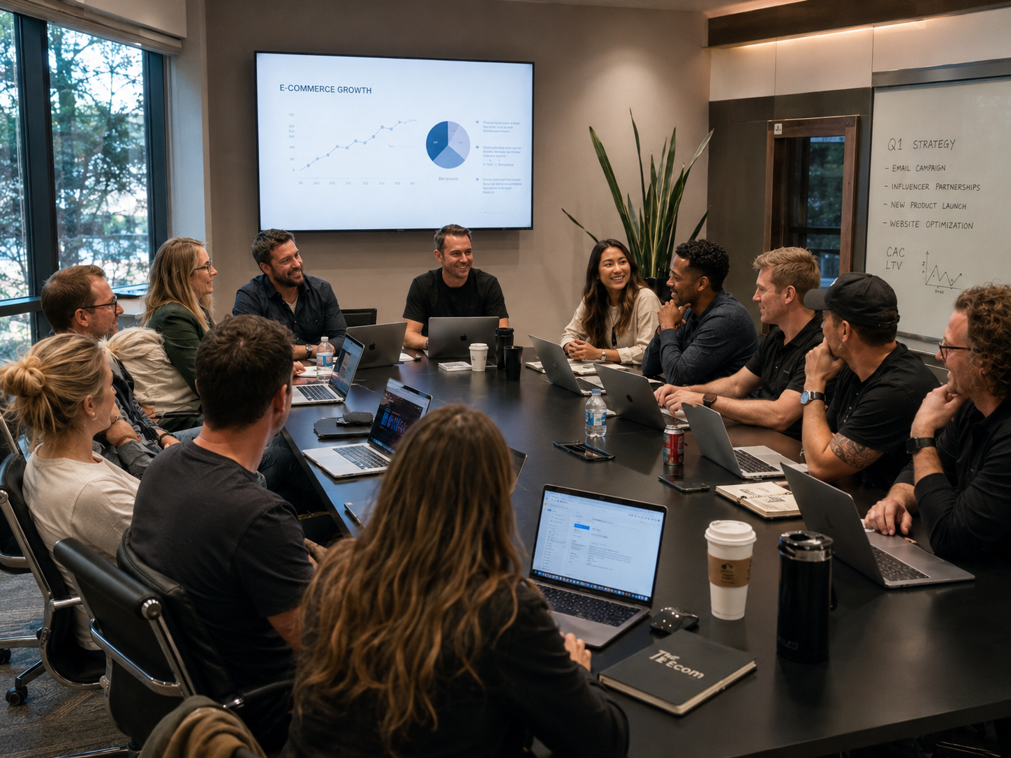 Mastermind group working together around a table